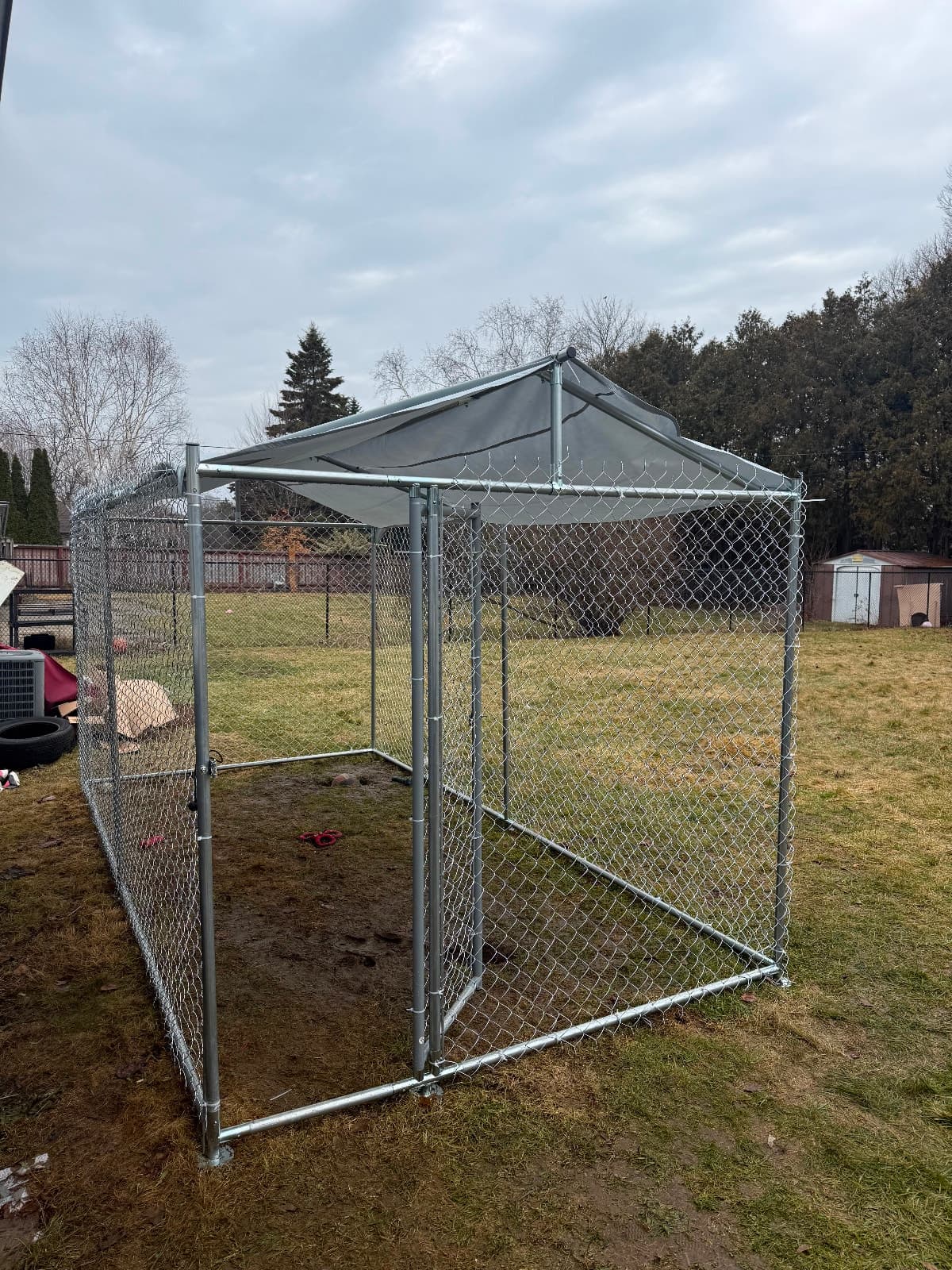 Outdoor storage shed for wood & garden items (6.5' x 13')