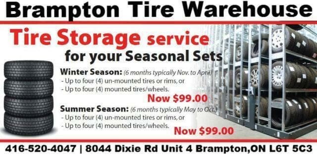Heated seasonal tire and rim storage in Brampton