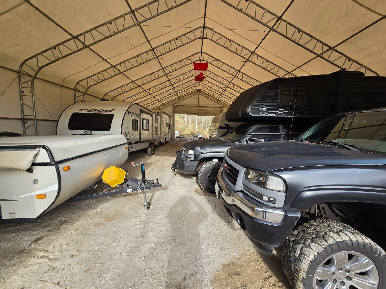 Indoor storage for motorcycles and small cars