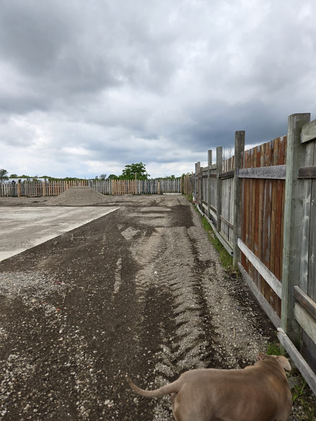 Large gated outdoor storage yard with 40ft container
