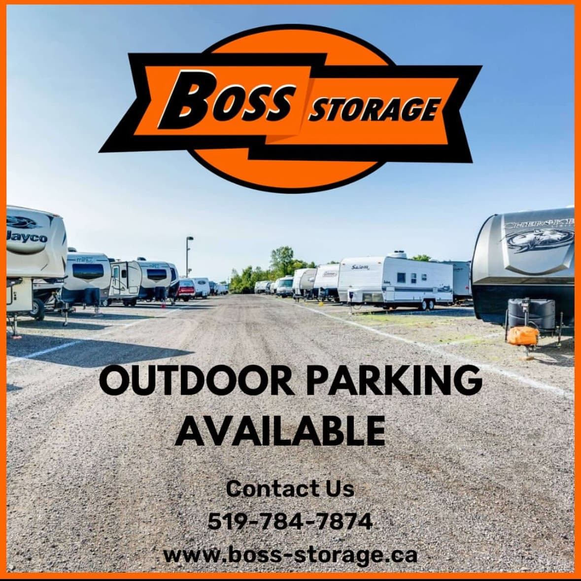 Outdoor storage space for boats, RVs and vehicles