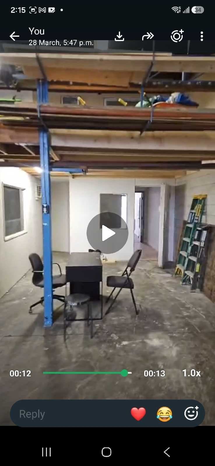 500 sq ft shared warehouse space with drive-in dock access