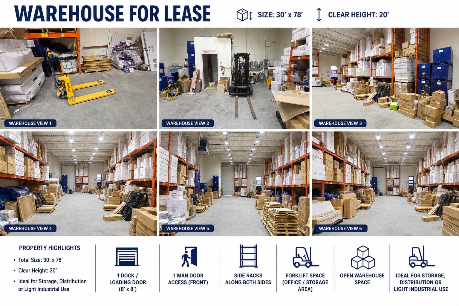 2,340 sq ft warehouse unit for sublease in Pickering