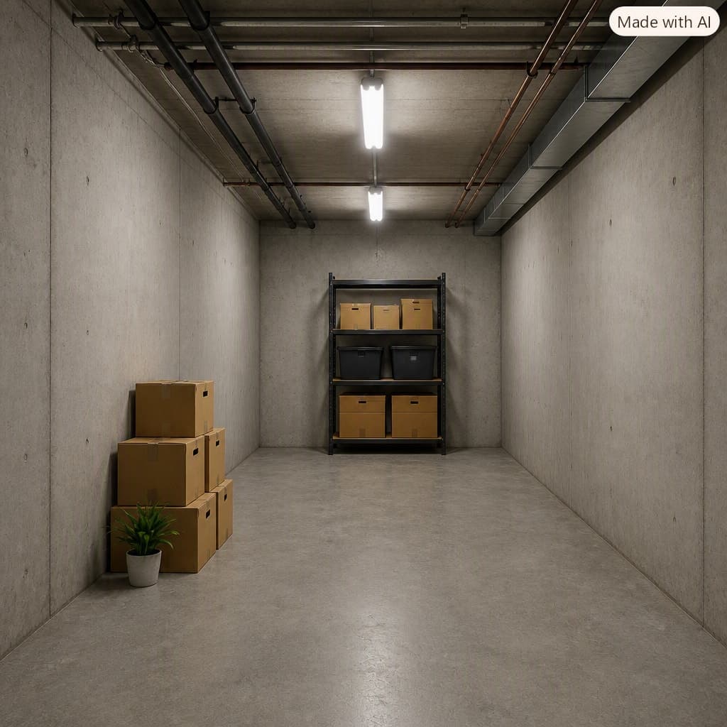Basement storage room with private entrance