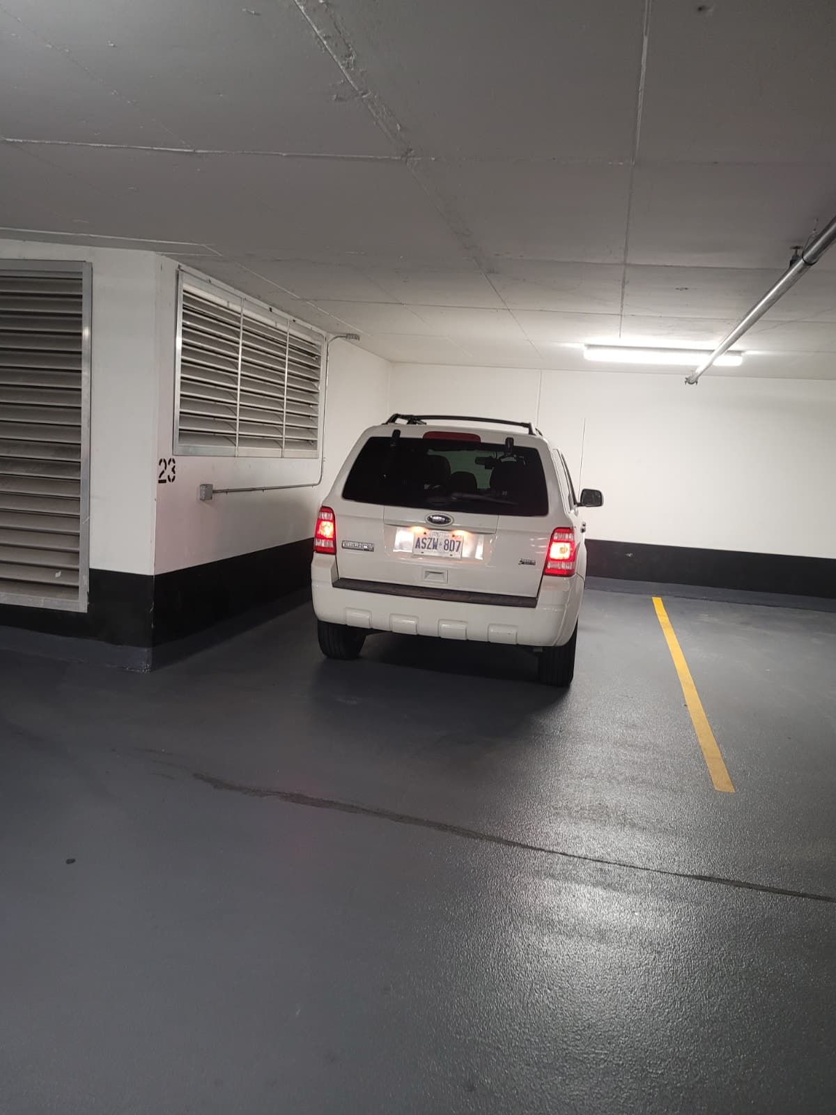 Indoor condo parking spot near elevator