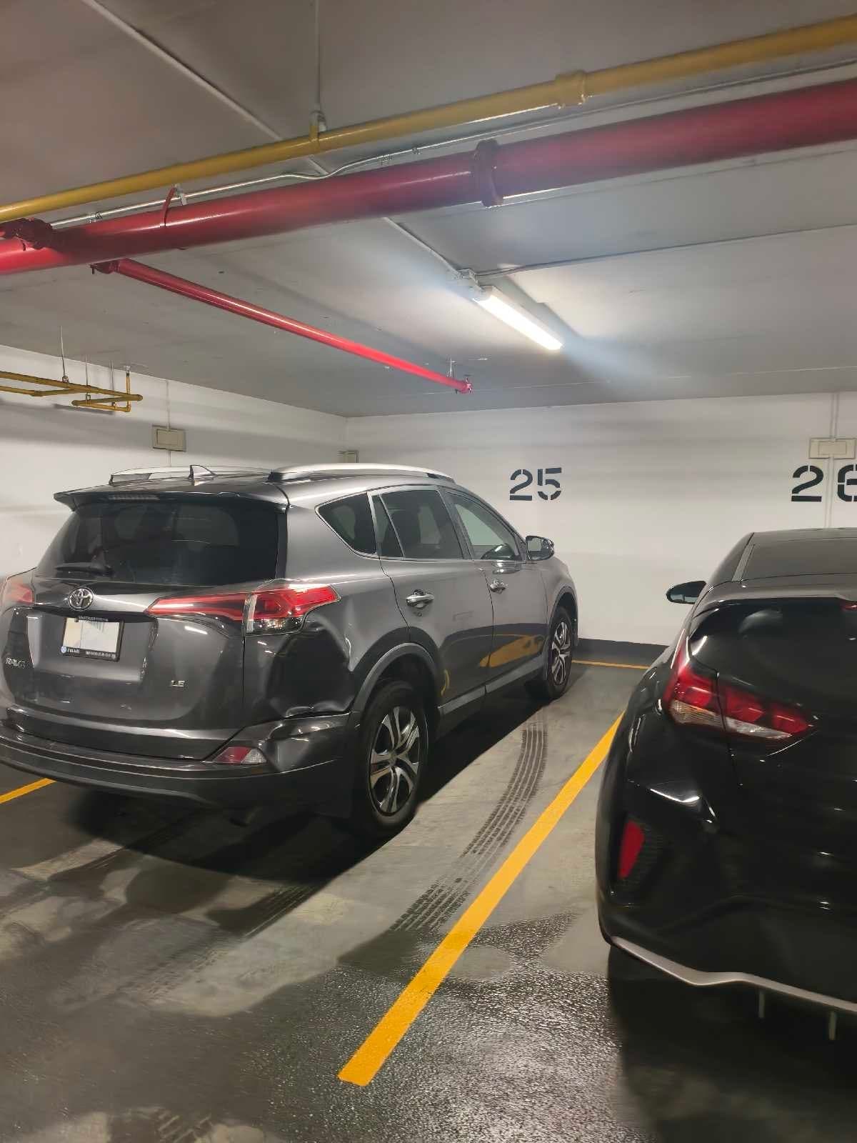 Underground indoor parking spot in Hamilton building