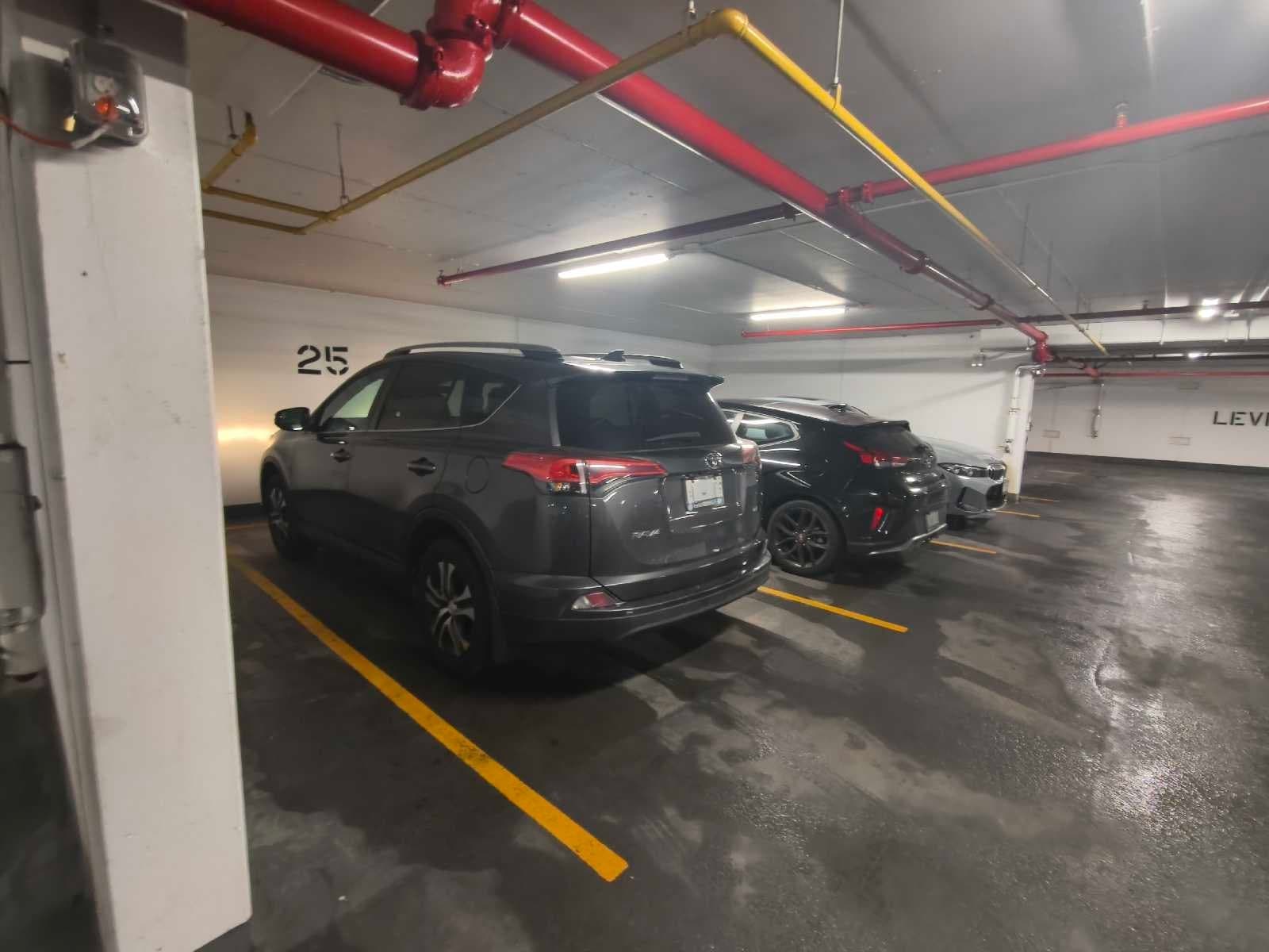 Underground indoor parking spot in Hamilton building