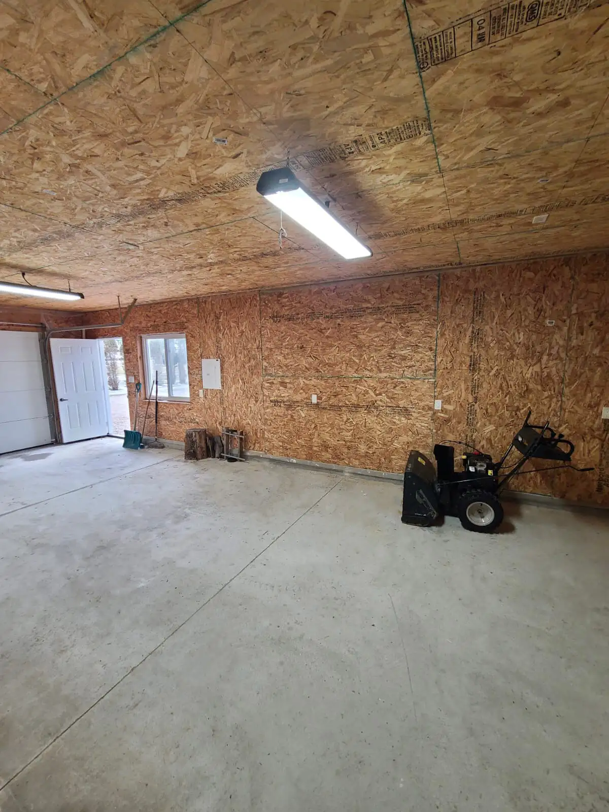Finished interior with lighting and power